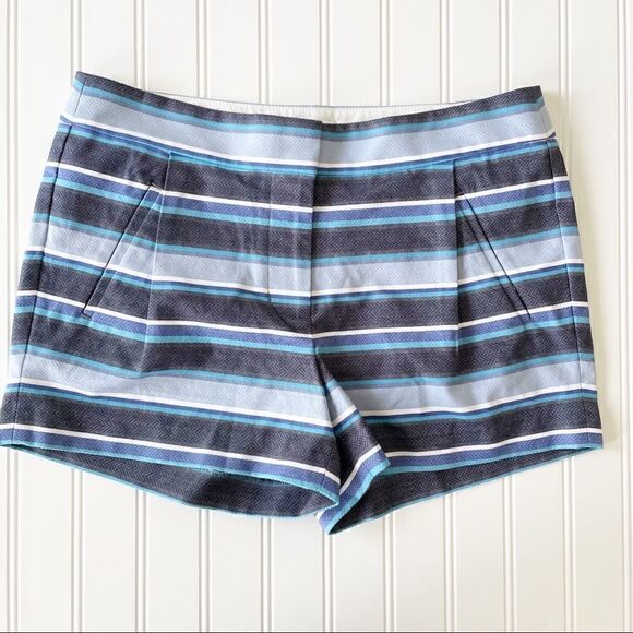 J. Crew Blue Textured Stripe Shorts - Size 2 - Picture 1 of 4